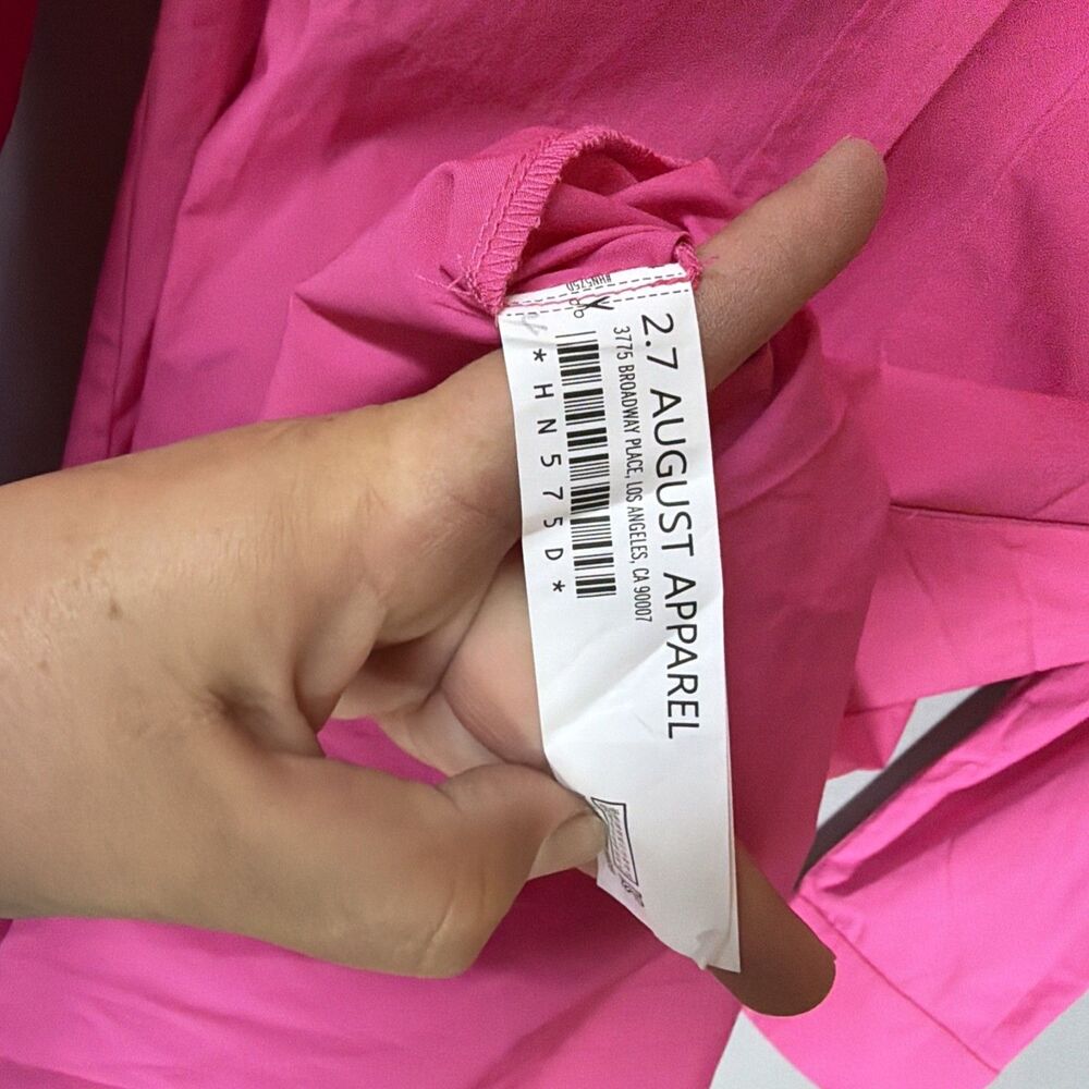 English Factory Hot Pink Cotton Button Down Mini Shirt Dress Size Small S - Picture 7 of 12